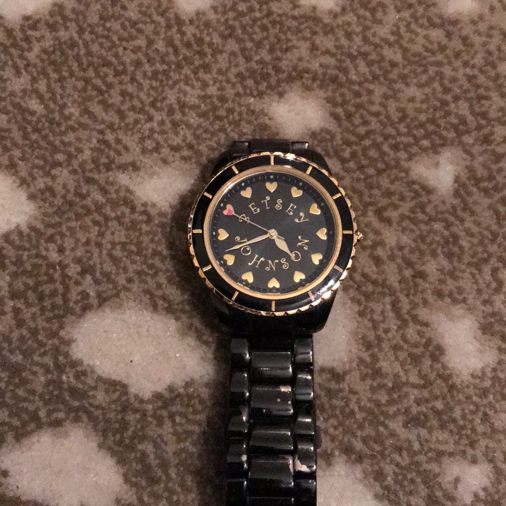 Betsey Johnson black and gold watch